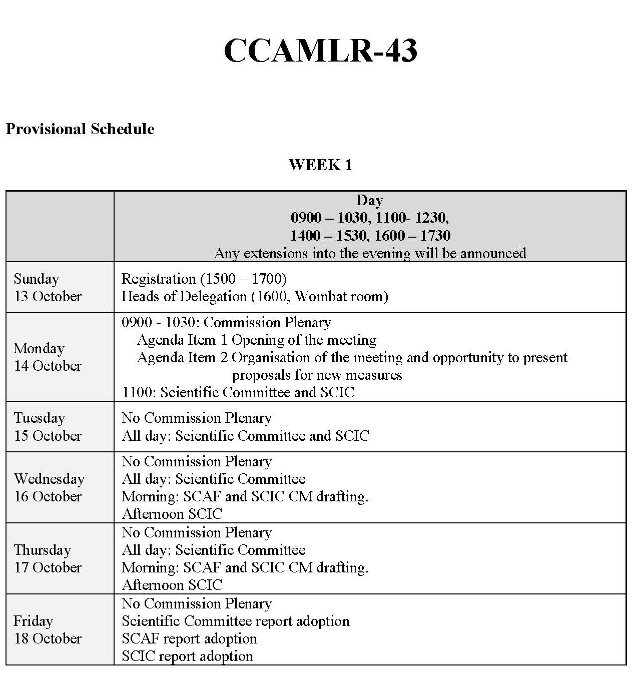 Ccamlr 43 meetings